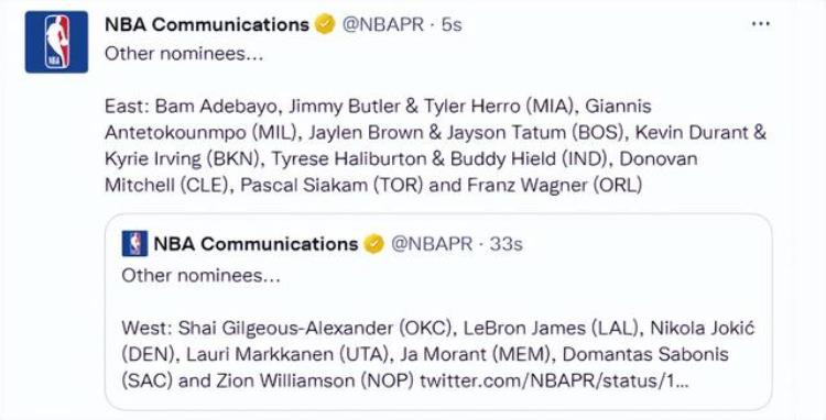 NBA最佳奖项「NBA官宣12月最佳奖项恩比德东契奇场均35当选詹皇杜兰特获提名」