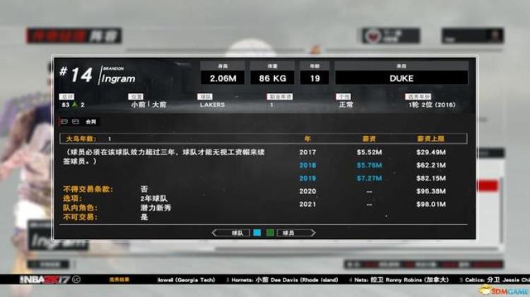 nba2k17潜力球员「NBA2K17潜力新秀名单分享能力68的超级巨星」