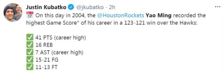 姚明nba生涯最高分「17年前今天姚明NBA生涯最强一战41167创纪录」
