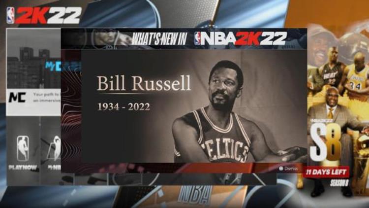 NBA比尔拉塞尔「再见传奇NBA2K纪念比尔拉塞尔在游戏内推送悼念页」