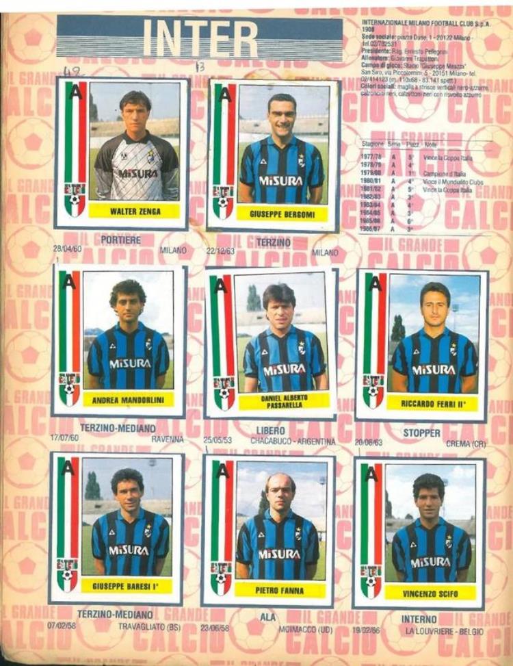 忆意甲一本意大利足球画册带你回顾1987/88赛季意甲联赛