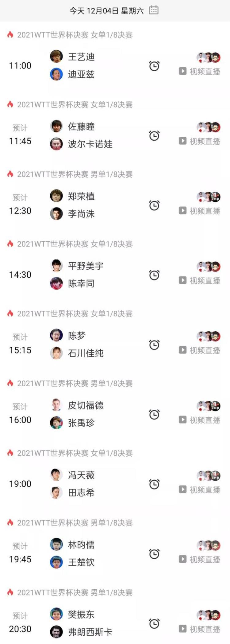 CCTV5今日节目单乒乓球WTT总决赛单打第一轮(附赛程)