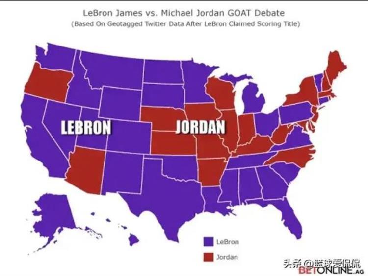 全美热议谁是NBA历史最佳结果29州站队詹姆斯仅17州支持乔丹