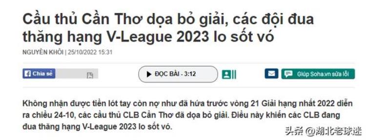 越南足球联赛水平「越南足球又学中超越甲保级队不踢了全年只发了5的工资」