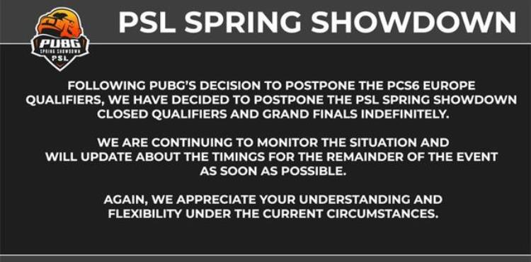 pcs5欧洲比赛时间「PCL春季赛改为线上欧洲PCS6无限期推迟PUBG赛事受到多方干扰」