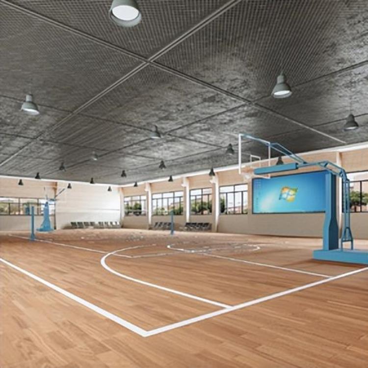 重庆中学室内篮球场装修设计运动木地板对篮球馆的影响