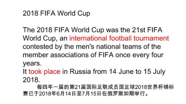 世界杯已结束再次复习关于世界杯相关的英语TheWorldCup