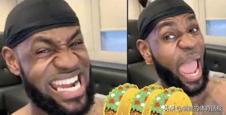 看表情猜nba球员「表情猜球员美媒晒趣味照小卡大手绷着脸老詹爱吃塔可卷」