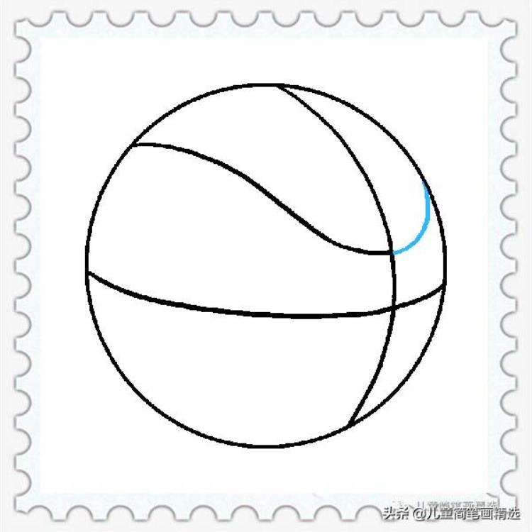 儿童简笔画精选体育用品篮球(Basketball)的绘画步骤