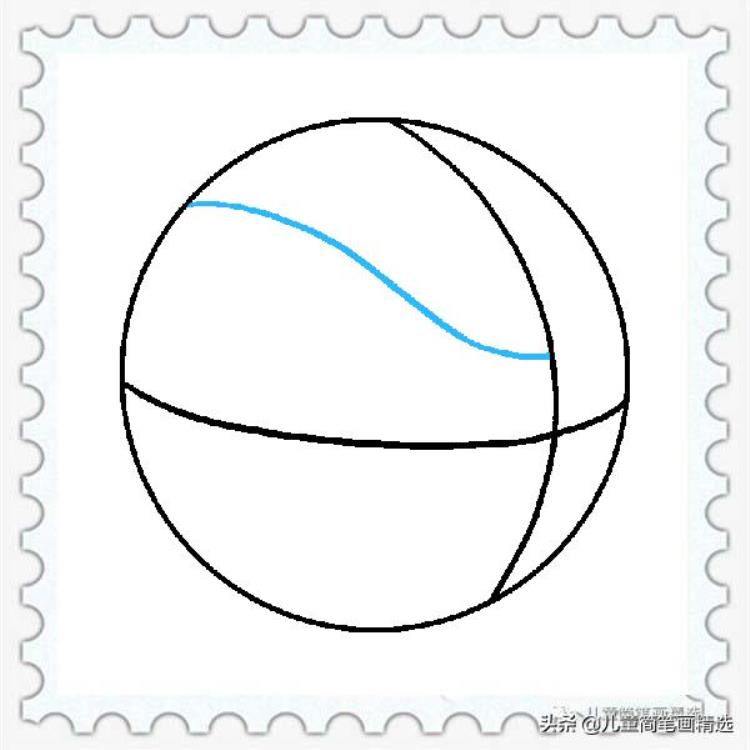 儿童简笔画精选体育用品篮球(Basketball)的绘画步骤