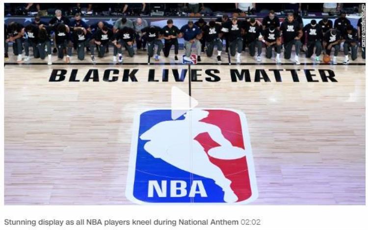 NBA终于归回揭幕战全体球员下跪声援黑人平权运动那个凭一己之力防下整个NBA的作死男也回来了
