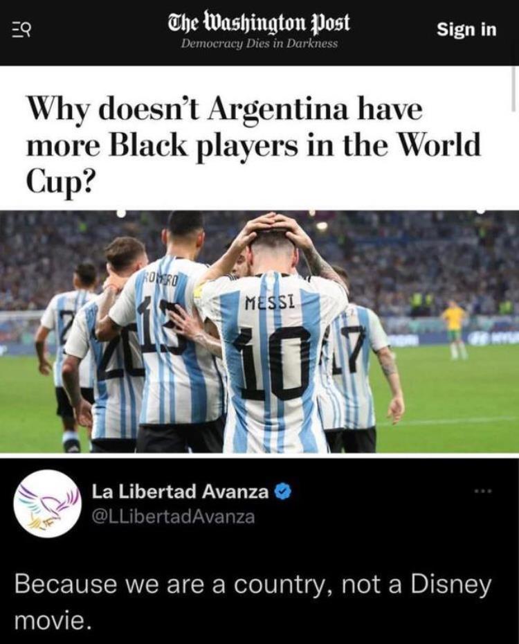 阿根廷队为什么没有黑人「打脸!美媒:为什么阿根廷队没黑人阿根廷回呛:我们不是迪士尼电影」