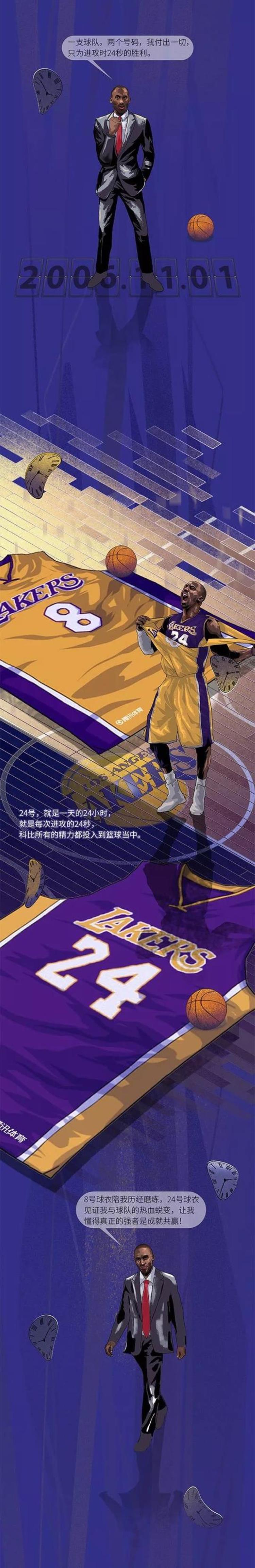 纪念科比插画「致敬科比|用插画记录他20年的荣耀那些陪伴你的美好记忆」