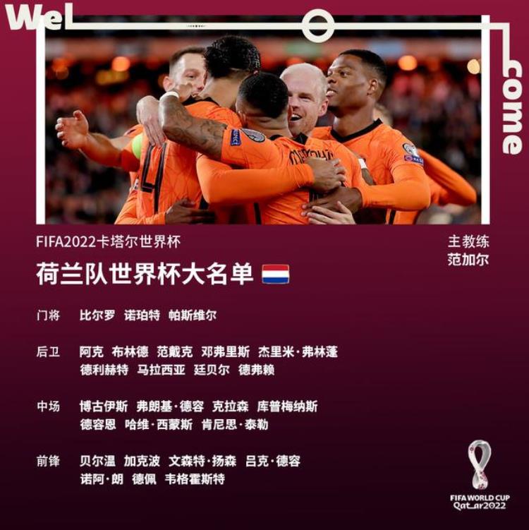 荷兰队公布世界杯名单范迪克德利赫特领衔
