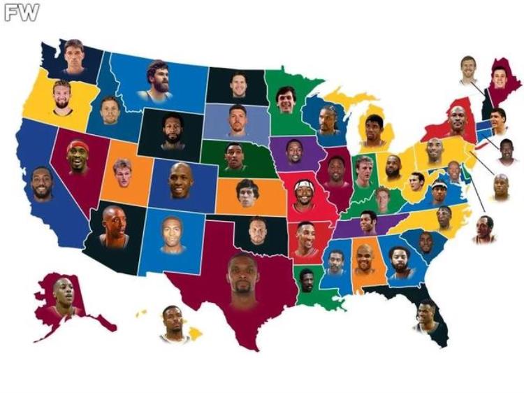 美媒列出了美国各州出生的球员中最好的球星库里不如詹姆斯