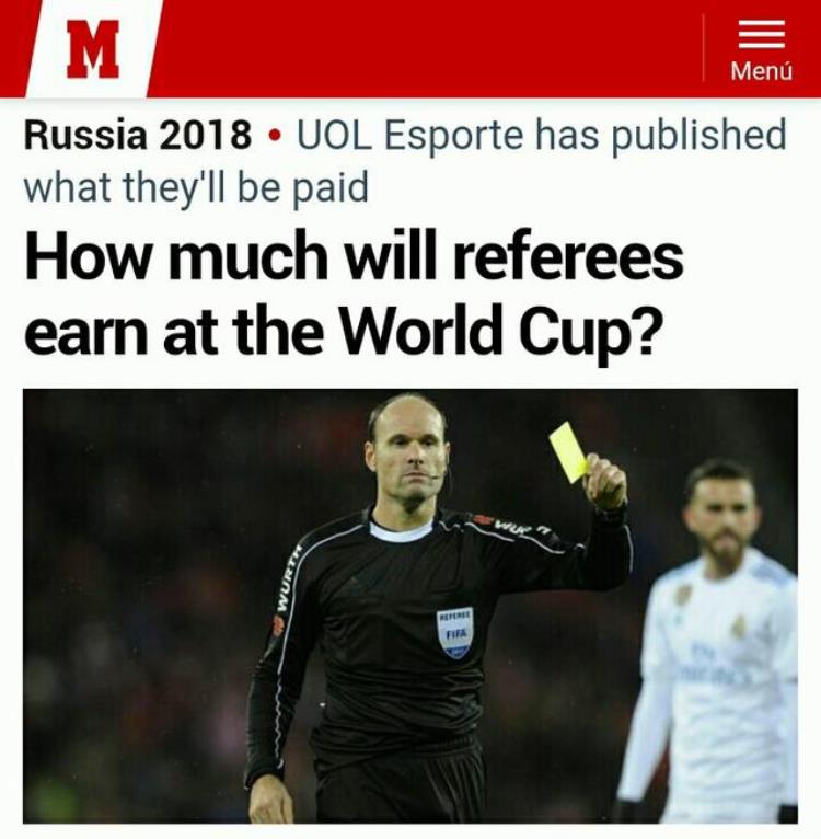 裁判员世界杯期间能赚多少钱一个月相当于梅西半天收入「裁判员世界杯期间能赚多少钱一个月相当于梅西半天收入」