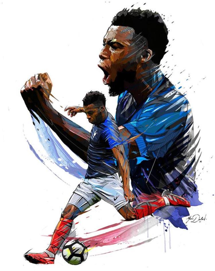 足球的画作「插画鉴赏YannDalon足球法国足球世界杯2018年」