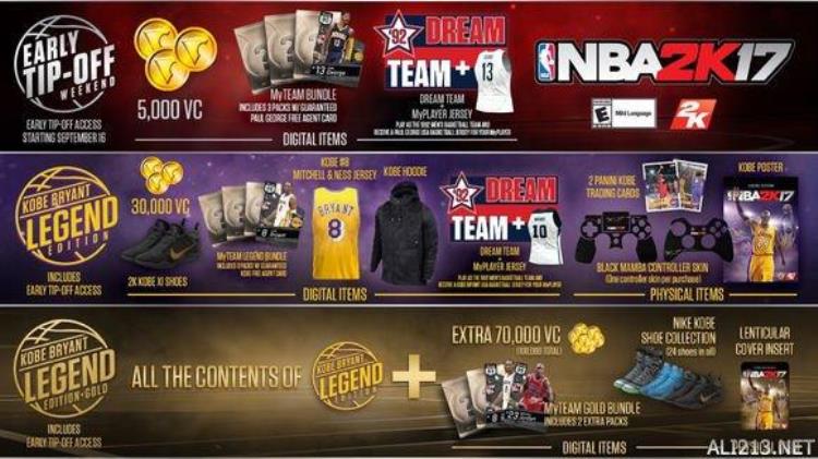 nba2k买哪个版本「NBA2K17预购不同版本区别分析」