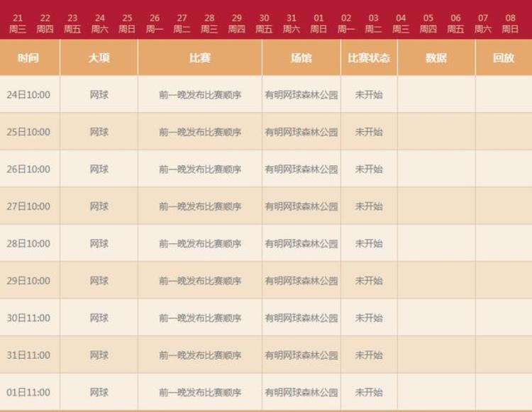 东京奥运会网球赛程比赛时间表中国网球队东京奥运会赛程