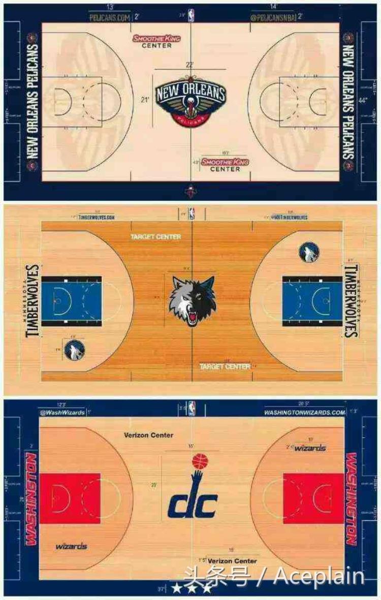 NBA各球队地板「NBA各支球队地板一览发现看到地板就会像到某些人」