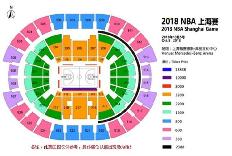2018NBA中国赛深圳站/上海站门票场馆赛程票价座位图