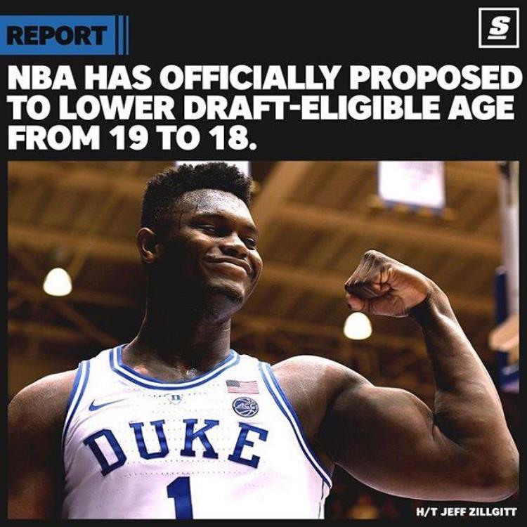 NBA计划将选秀年龄限制从19岁降到18岁