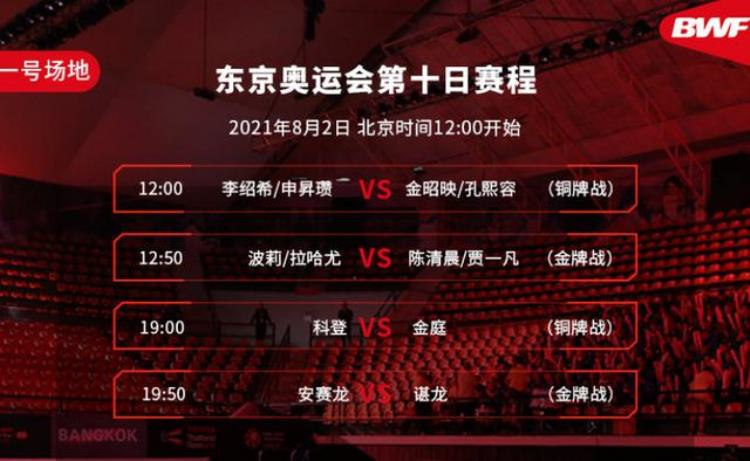 8月2日CCTV5北京时间12点直播东京奥运会羽毛球女双/男单决赛