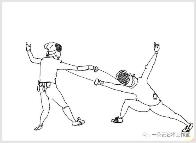 奥运击剑简图画法「绘画教程奥运会体育运动击剑」