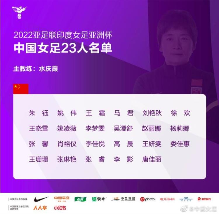 中国女足亚洲杯名单公布王霜领衔李影赵丽娜等老将回归