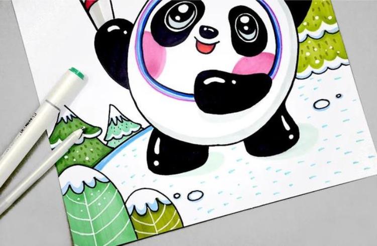 奥运会冰墩墩简笔画「儿童画教程相约冬奥冬奥顶流冰墩墩」