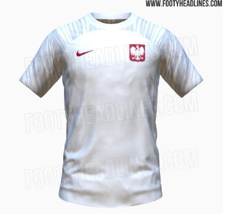 2022年卡塔尔世界杯波兰主客场球衣谍照采用经典红白为主色调
