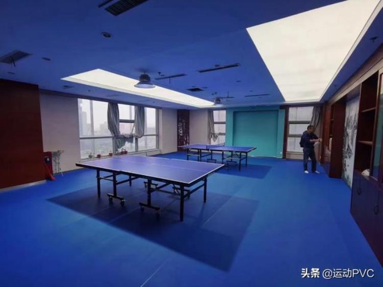 乒乓球场地塑胶地板「乒乓球场地专用地材布纹运动地胶」