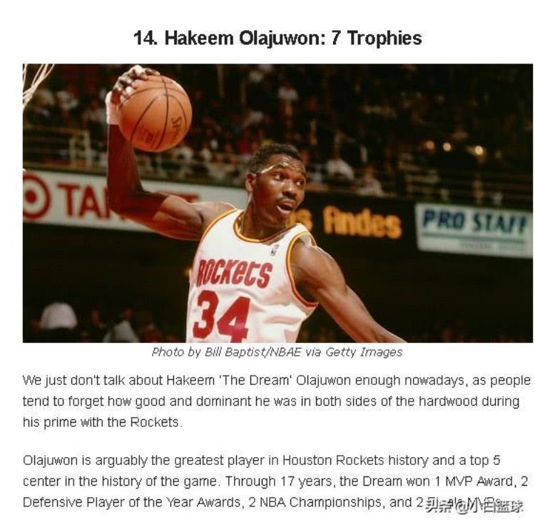 nba得奖最多的球星「NBA历史得到奖杯最多的15名巨星杜少7个入围詹皇14个排第四」
