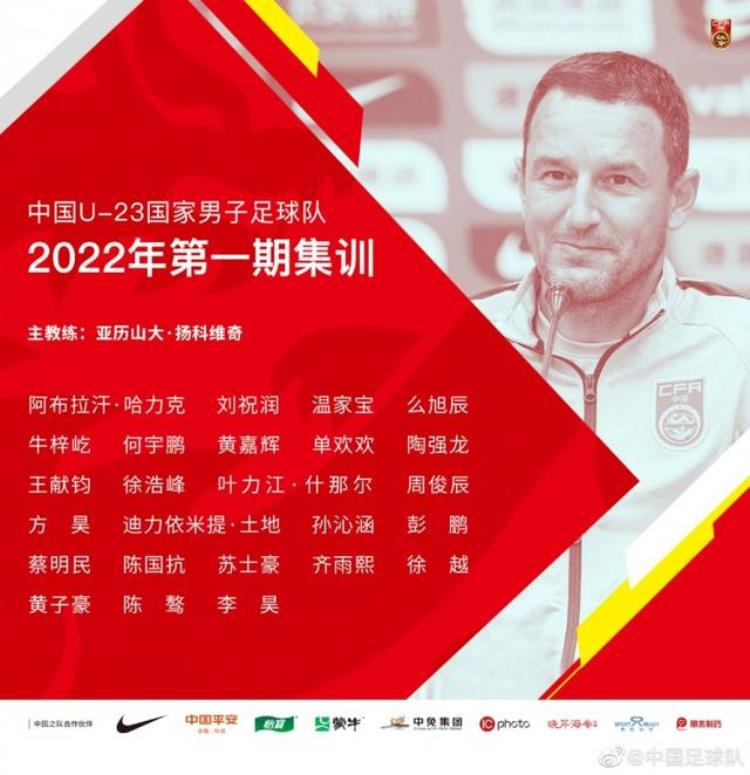 U23国足最新名单单欢欢陶强龙阿布拉汗刘祝润在列