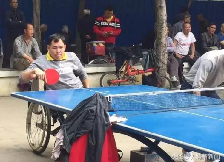 坐着轮椅也要挥动球拍清新举办春节乒乓球比赛